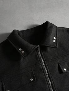 PAVTROS Men's Street Fashion Zip-Up Long Sleeve Jacket,Windbreaker/Outdoor Windbreaker,Baggy,Streetwear,Grunge - Black - View 8