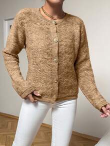 EURMUSE Women's Casual Versatile Solid Color Knit Cardigan,Long Cardigans Woman,Petite Cardigans,Cardigans - Camel - View 3