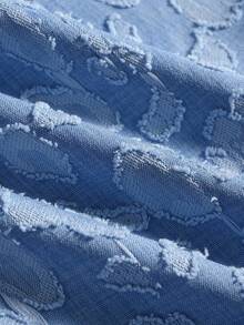 PAVTROS 男士街头风长袖翻领衬衫，长袖方领衬衫，定制提花面料，3D提花面料，牛仔质感面料，清新时尚，日常休闲，街头潮流，户外，主题派对，时尚单品，节日礼物，男友/老公礼物 - 淺藍色 - 查看 4