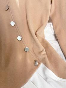 Franclia Plus Size Women's French Style Casual Elegant Long Sleeve T-Shirt, Autumn/Winter French Style Clothes Tops For Women Elegant Formal Tops Tops Cute Peplum Tops Long Sleeve Top - Apricot - View 3