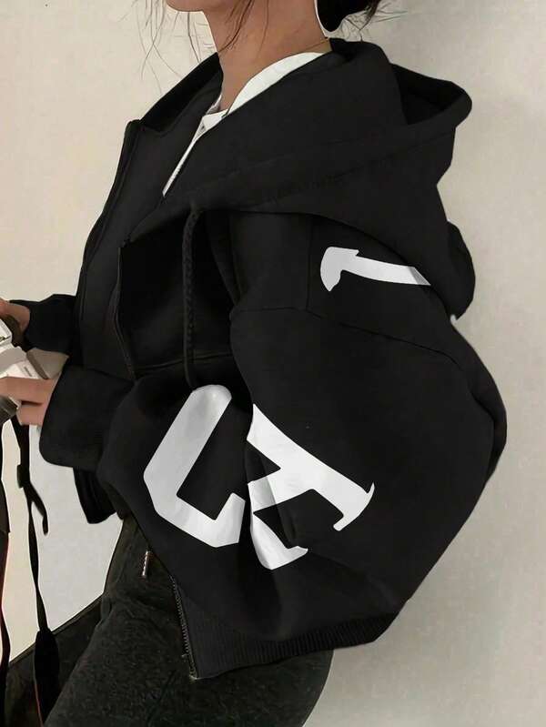 INAWLY هوديي بنصف كم ، جاكيت بفتحة الرأس بطبقة من القطيفة ، أناقة متساهلة ، مناسب للخريف والشتاء