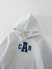 THE HAPPY LOOK 2件套男童字母图案柔软针织连帽卫衣和松紧腰裤套装 - 灰色 - 查看 3