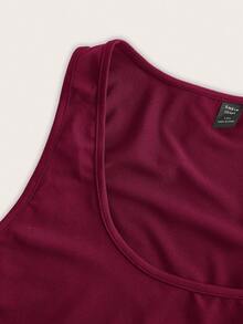 Muchica Plus Size Black Sleeveless Jacket, Elastic Lightweight Yoga Sports 3 Pieces Set - Burgundy - View 8