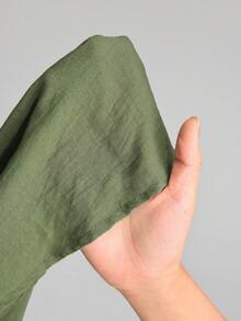 Ontre 女式不对称设计圆领无袖褶边亚麻衬衫，优雅的办公室着装，红色上衣，基本款上衣，优雅衬衫，适合婚礼宾客 - 綠色 - 查看 9