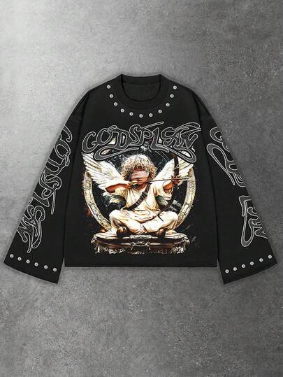 Street Life Men's Casual Printed Crew Neck Long Sleeve Pullover Sweatshirt