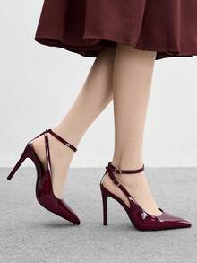 CUCCOO BIZCHIC Nouveaux talons hauts à bout pointu polyvalents pour femmes - Rouge foncé - Voir 5