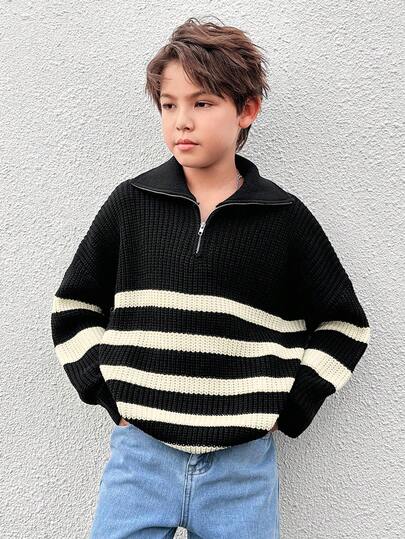 1 قطعة كنزة صوفية رياضية كاجوال للأولاد المراهقين بطراز كلاسيكي بياقة مستديرة وملمس متموج سميك، مناسبة لملابس الأطفال والأولاد الصغار للعودة إلى المدرسة، مناسبة للاستخدام اليومي، للمدرسة، للسفر، للرياضة، للخريف والشتاء، وللمناسبات مثل أعياد الميلاد، الحفلات المسائية، الحفلات، الزفاف، المعمودية، والافتتاحيات