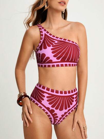 CAJUNI Women's Summer Beach Vacation Floral Print Halter Bikini Set