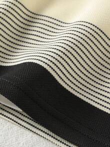 SHEIN 3 件套幼儿男童服装套装：1 件白色长袖纽扣衬衫、1 件黑色心形领条纹针织背心、1 条黑色梭织长裤，适合初秋、学校、休闲、度假 - 彩色 - 查看 9