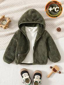 Baby Boy Solid Color Hooded Zip-Up Casual Jacket Baby Zip Up Jacket,In Fall/Winter