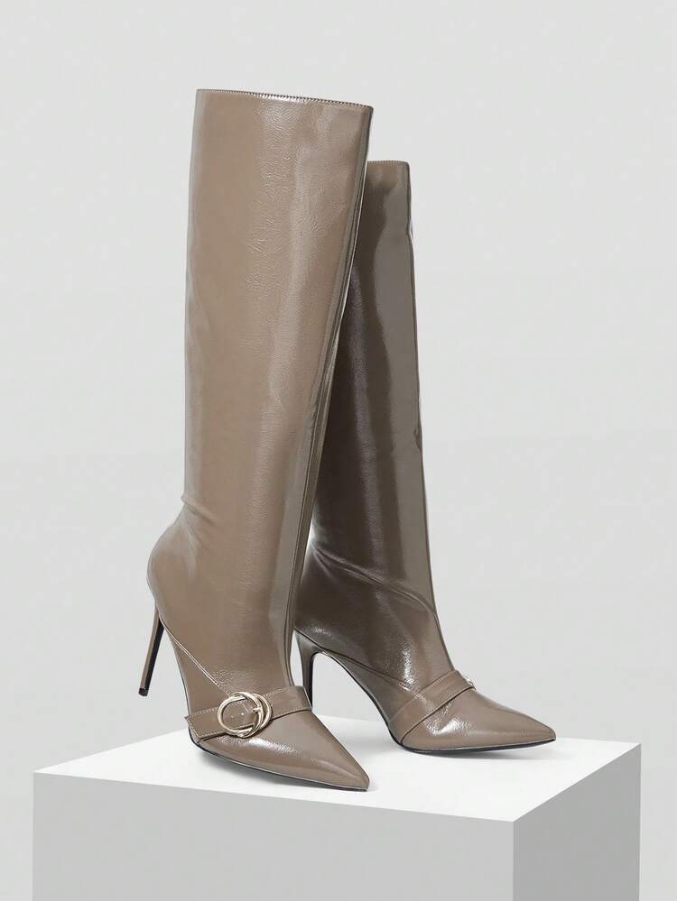 WOMEN POINTED TOE SLIM ELASTIC HIGH HEEL BOOTS