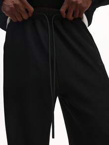 SUMWON Conjunto de moletom com capuz texturizado premium com zíper e calça de corrida combinando para homens, roupa de dormir casual de inverno - Preto - Ver 5