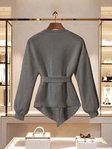 Franclia New Autumn/Winter High-Quality Elegant Versatile Soft White Cardigan For Women - Mocha Brown - View 2