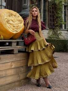 FLORETTA ÉLENA Váy dự tiệc cocktail thời trang màu trơn cho nữ, trang phục đi biển dành cho nữ - Màu xanh Ô liu - Xem 5