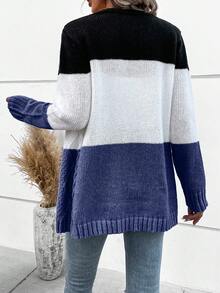 EURMUSE Women's Casual Commuter Color Block Cardigan,Cardigans,Long Cardigans Woman,Petite,Tall - Multicolor - View 2