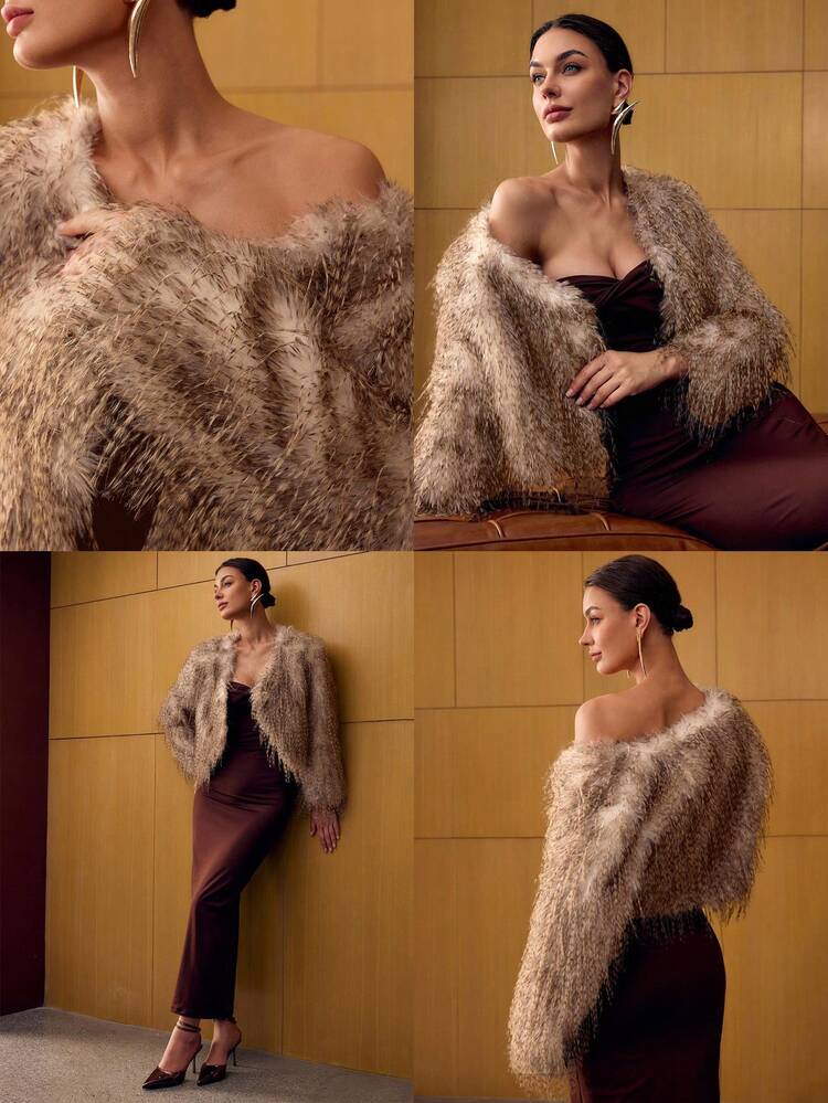 ASYMMETRICAL HEM FAUX FUR COAT