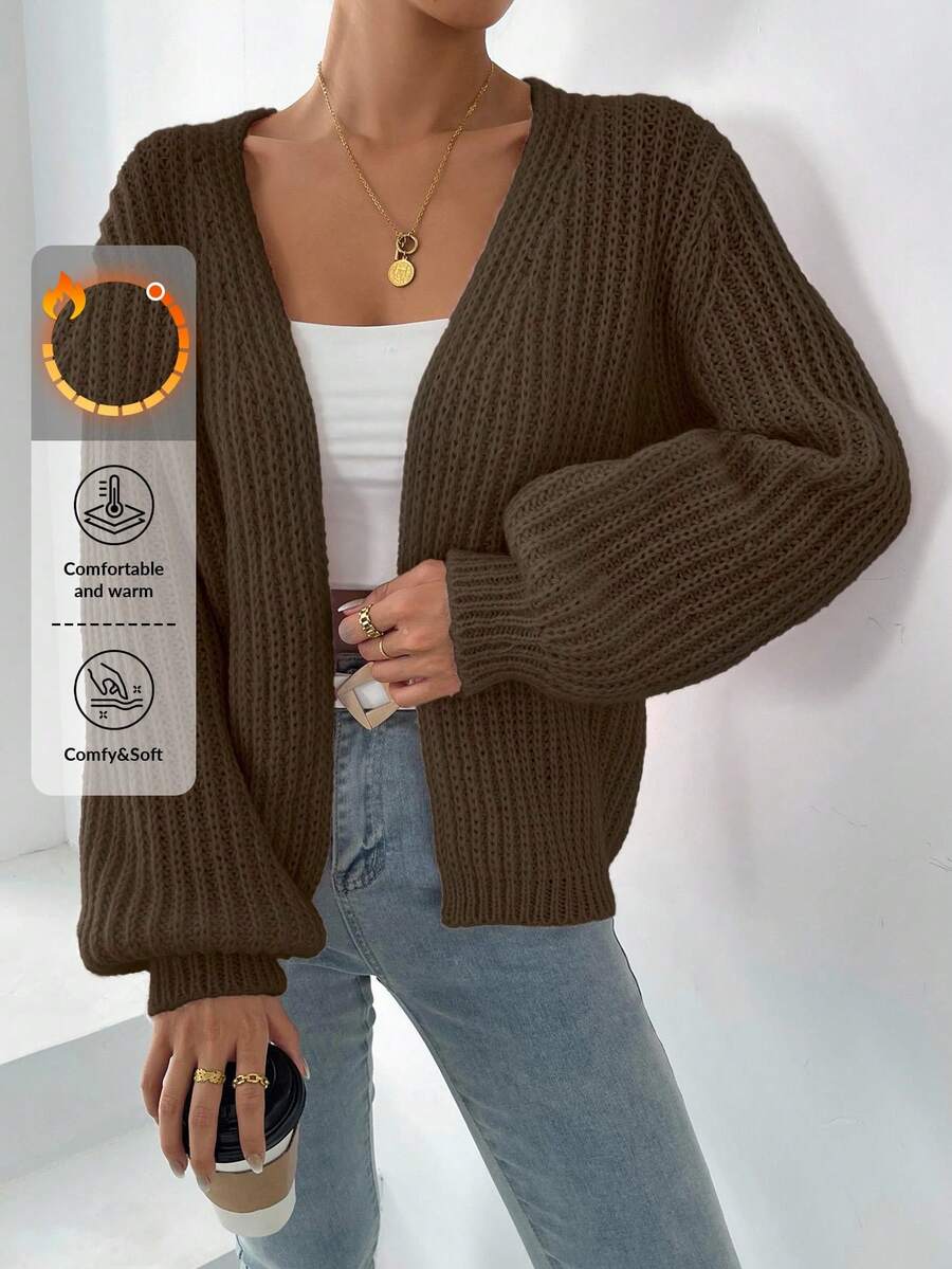 EURMUSE Áo khoác cardigan dệt kim dáng rộng tay dài trễ vai màu trơn dành cho nữ, mùa thu - xanh quân đội - Xem 1