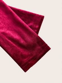 Firerie Kids Firerie Kids 青少年女孩露肩天鹅绒长袖灯笼下摆紧身连衣裙，适合万圣节、圣诞节、新年派对、正式场合，酒红色 - 酒紅色 - 查看 5