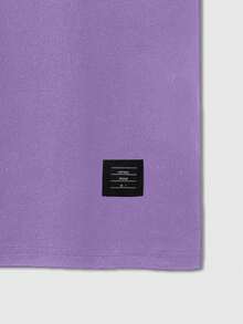 Manfinity Homme 男士字母图案圆领休闲宽松T恤 - 紫色 - 查看 3