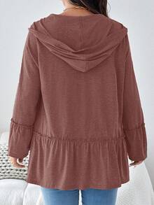 EMERY ROSE Abrigo casual de manga larga con capucha, cremallera y bolsillos, de unicolor, para uso diario en invierno y vacaciones, talla grande - Rosa - Ver 2