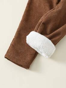 男童灯芯绒弹力腰休闲裤，适合生日派对、锐舞派对、晚宴、演出、婚礼等场合穿着。保暖男童裤，棕色保暖裤，带内衬。男童灯芯绒裤 - 彩色 - 查看 5