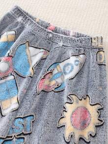 Teen Boys Glow-In-The-Dark Gaming Console Graphic Fleece Crew Neck Long Sleeve Top And Pants 2 Pieces Pajama Set, Suitable For Everyday Loungewear Neon Outfits That Will Glow In A Black Light - Multicolor - View 3