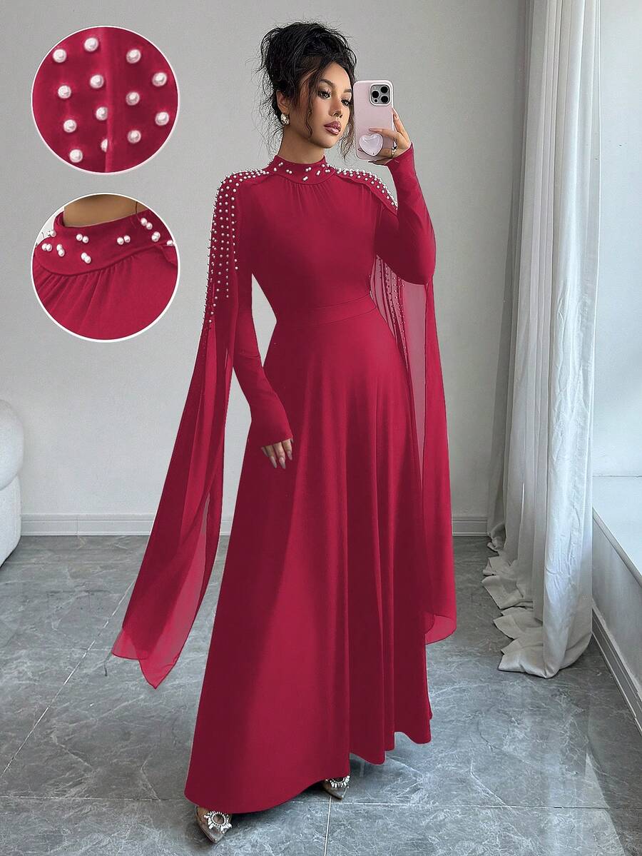 Selianne Vestido plisado de cuello alto elegante de moda de lujo para