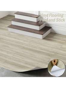 1 Roll 40X300CM Wide Vinyl Flooring Roll Self-Adhesive, Wood Grain Floor Tiles Peel And Stick Floor Stickers Durable Easy Install For Bathroom&Kitchen - Multicolor - View 4