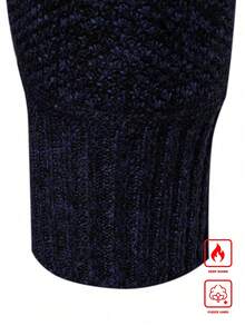 Manfinity Homme Áo khoác cardigan nam dài tay có mũ, phối màu tương phản, lót giữ nhiệt, thích hợp cho mùa Thu/Đông. - Xám - Xem 3