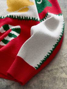 AXEPEAK Men's Casual Snowman Pattern Round Neck Drop Shoulder Long Sleeve Sweater, Autumn/Winter,Christmas