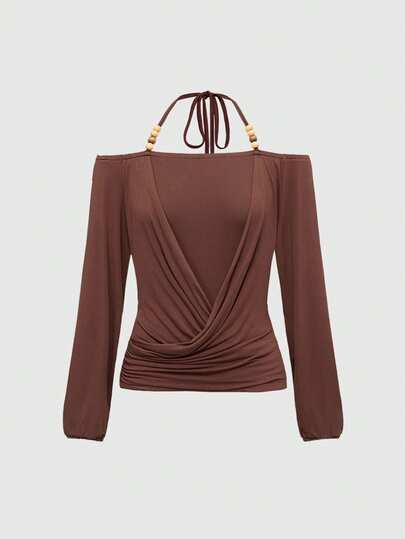 Fairycore Camiseta de mujer 2 en 1 con tirantes sueltos, cuentas de madera y cordón, estilo retro vintage Y2K