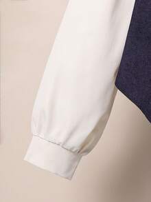 Sparklyn Bộ 2 món áo sơ mi tay dài và chân váy mini trang trí nơ cho bé gái tuổi teen - Xanh đậm - Xem 3