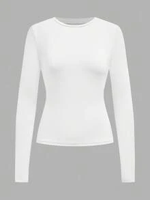 SHEIN EZwear 4 件套女士圆领休闲修身长袖 T 恤套装，秋冬 - 彩色 - 查看 3