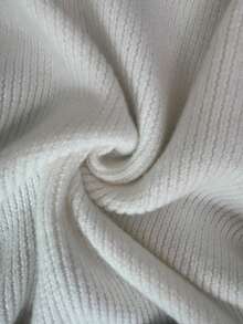 SHEIN Elenzya Cardigan tricotat cu mânecă lungă și umeri căzuți, cu guler în contrast de culoare, decorat cu nasturi metalici - alb - Vizualizare 5