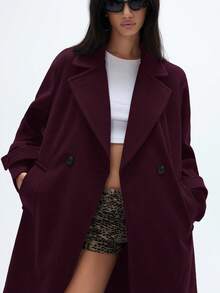 Aveloria GENKIRA Autumn/Winter New Loose Fit Soft Woolen Oversized Coat For Women, Elegant Style - Burgundy - View 4