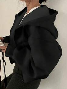 INAWLY 加大尺寸純色帶拉繩連帽衫