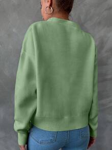 EURMUSE Women's Casual Solid Color Batwing Cardigan, Spring Autumn - Green - View 2