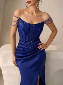 Coutiva 正式晚礼服（华丽装饰） - 寶藍色 - 查看 1