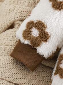 SHEIN Infant Floral Print Fleece Jumpsuit, Stylish - Brown - View 7