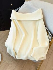 GlowEve CURVE 女士优雅宽松露肩加大码毛衣，适合秋冬季外出和婚礼宾客