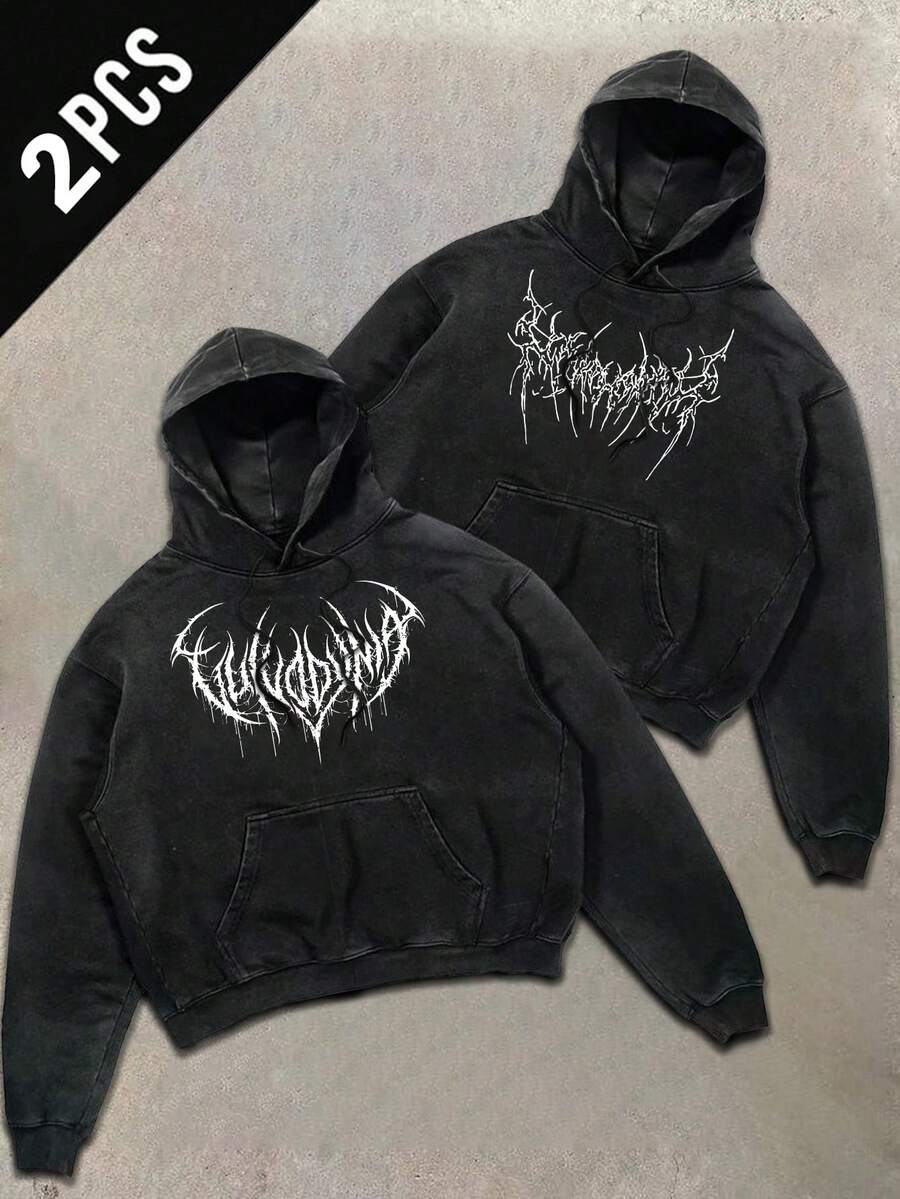 Sport MetroGents Herren Kontrast-Farbdruck Kapuzenpullover