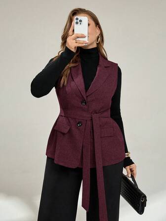 Auralis Chaqueta de vestir informal y holgada de color borgoña para mujer de talla grande, estilo vintage, para uso diario, trabajo y oficina, conjunto de otoño para mujer