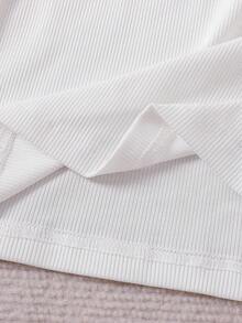 Elladie kids 2pcs/Set Young Girls Sweet Style White Ruffle Collar Long Sleeve T-Shirt And Pink Plaid Pleated Skirt, Casual Outfit For Daily Wear, Spring/Autumn - Pink - View 7