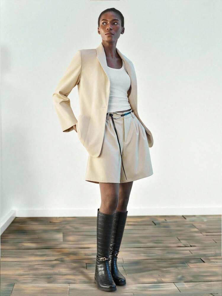 SHEIN Maija Women's Solid Color Blazer Jacket, Suitable For Work Autumn Winter Clothes For Women