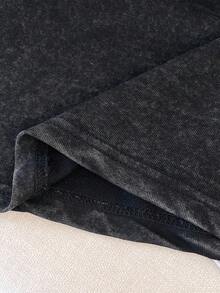 Manfinity Joysei Plus Size Men's Vintage Washed 3D Letter T-Shirt, Suitable For Summer, Vintage Tee As Friend Gift - Black - View 5