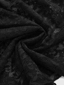 ROMWE EDITION Top gothique à manches évasées en velours grande taille avec pentagramme - Noir - Voir 4