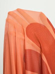 CAJUNI All-Over Print Twist Front Slit Hem Sarong Skirt - Orange - View 8