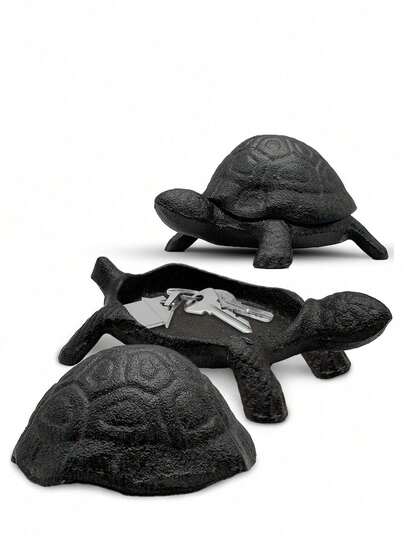 1pc Cast Iron Turtle Key Concealment Device - Outdoor Hidden Key Chain, Decorative Garden Statue, Secret Hiding Point For Spare Keys, Compact Hiding Solution, Perfect For Homes, Courtyards And Terraces