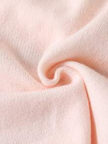 SHEIN Playful Pals 2pcs/Set Young Girl Cute Pink 3D Decor Knitted Sweater Top And Knitted Pants Winter Outfit - Pink - View 3