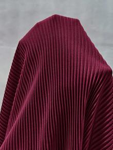 SHEIN EZwear 大码女式纯色圆领长袖休闲短款连衣裙 - 酒紅色 - 查看 6
